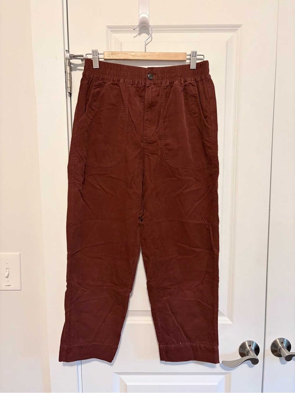 Madewell burgundy red lightweight corduroy pull on pants